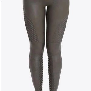 Spanx Faux Leather Gunmetal Moto Leggings - Med